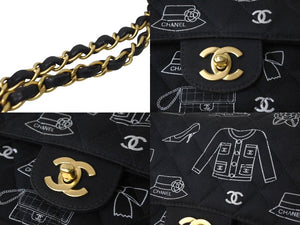 CHANEL Chanel Matelasse 25 W Flap Chain Shoulder Bag No. 7 Icon Print Lambskin Navy Good Condition Used 64105