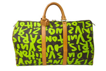 画像をギャラリービューアに読み込む, LOUIS VUITTON ルイ ヴィトン キーポル50 モノグラム グラフィティ スティーブン スプラウス M93700 グリーン 美品 中古 64130