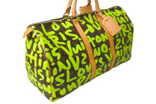 画像をギャラリービューアに読み込む, LOUIS VUITTON ルイ ヴィトン キーポル50 モノグラム グラフィティ スティーブン スプラウス M93700 グリーン 美品 中古 64130