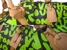 画像をギャラリービューアに読み込む, LOUIS VUITTON ルイ ヴィトン キーポル50 モノグラム グラフィティ スティーブン スプラウス M93700 グリーン 美品 中古 64130