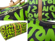 画像をギャラリービューアに読み込む, LOUIS VUITTON ルイ ヴィトン キーポル50 モノグラム グラフィティ スティーブン スプラウス M93700 グリーン 美品 中古 64130