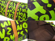画像をギャラリービューアに読み込む, LOUIS VUITTON ルイ ヴィトン キーポル50 モノグラム グラフィティ スティーブン スプラウス M93700 グリーン 美品 中古 64130