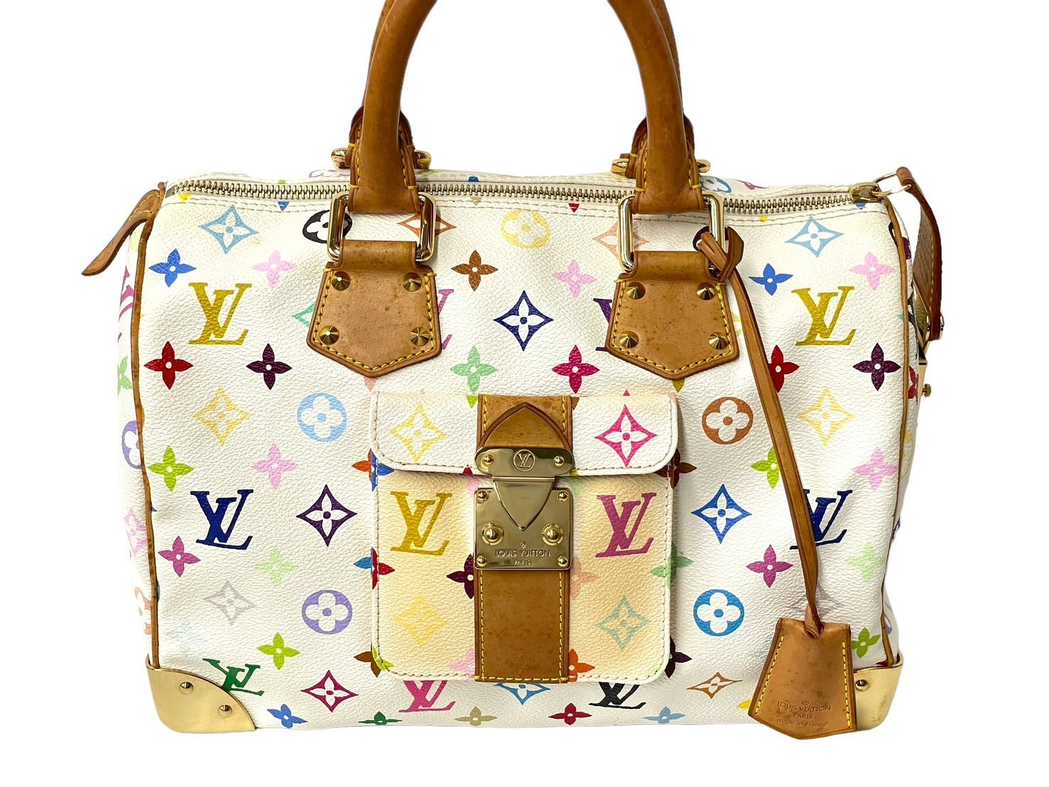 LOUIS VUITTON ルイ ヴィトン スピーディ30 ハンドバッグ 村上隆 M92643 PVC レザー ホワイト マルチカラー 良品 中古  64132 – Casanova Vintage