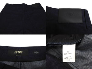 新品同様 FENDI フェンディ デニムパンツ サイズ33 FLP284 クロップド テーパード ダークブルー 中古 64147