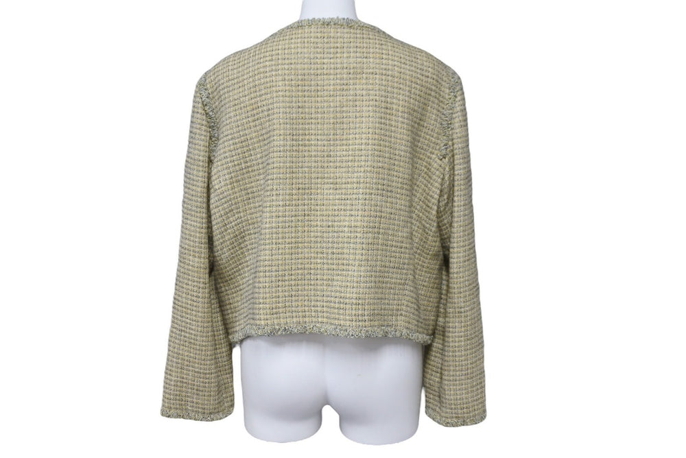 CHANEL シャネル ジャケット ツイード ノーカラー ショート丈 サイズ46 P40226V25597 イエロー 美品 中古 64152