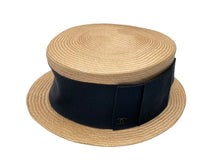 画像をギャラリービューアに読み込む, 極美品 CHANEL シャネル ココマーク ストロー ハット ベージュ 藁 帽子 ロゴ ブラック 小物 サイズM 中古 64158