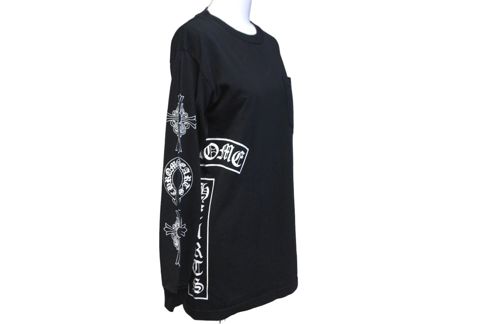 極美品 CHROME HEARTS クロムハーツ 長袖Ｔシャツ サイズS CHクロス ホースシュー プリント ブラック コットン 中古 64163 –  Casanova Vintage