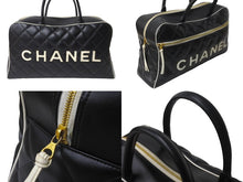 画像をギャラリービューアに読み込む, 極美品 CHANEL シャネル スポーツ ロゴマトラッセ ボストンバッグ ブラック ホワイト 3番台 ロゴ ゴールド金具 中古 64178