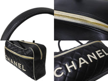 画像をギャラリービューアに読み込む, 極美品 CHANEL シャネル スポーツ ロゴマトラッセ ボストンバッグ ブラック ホワイト 3番台 ロゴ ゴールド金具 中古 64178