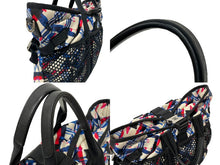 画像をギャラリービューアに読み込む, CHANEL シャネル エアライン トートバッグ A93325 22番台 ナイロン コットン ホワイト ブラック ブルー レッド 良品 中古 64179