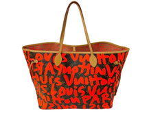 画像をギャラリービューアに読み込む, LOUIS VUITTON ルイヴィトン モノグラムグラフィティ ネヴァーフルGM トートバッグ M93702 ブラウン オレンジ 美品 中古 64180