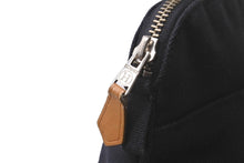 Load image into Gallery viewer, HERMES エルメス ボリードポーチ ミニ ロゴ ラウンド型 キャンバス レザー ブラック ブラウン シルバー金具 良品 中古 64191