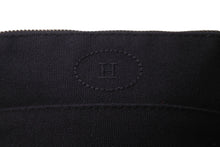 Load image into Gallery viewer, HERMES エルメス ボリードポーチ ミニ ロゴ ラウンド型 キャンバス レザー ブラック ブラウン シルバー金具 良品 中古 64191