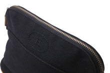 Load image into Gallery viewer, HERMES エルメス ボリードポーチ ミニ ロゴ ラウンド型 キャンバス レザー ブラック ブラウン シルバー金具 良品 中古 64191
