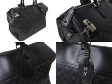 画像をギャラリービューアに読み込む, LOUIS VUITTON ルイヴィトン ネオグリニッジ ボストンバッグ N41164 ダミエグラフィット ブラック シルバー金具 良品 中古 64266