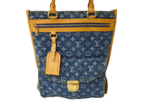 Load image into Gallery viewer, LOUIS VUITTON ルイヴィトン モノグラムデニム フラットショッパー トートバッグ M95018 ブルー ロゴ 鞄 廃番 良品 中古 64271