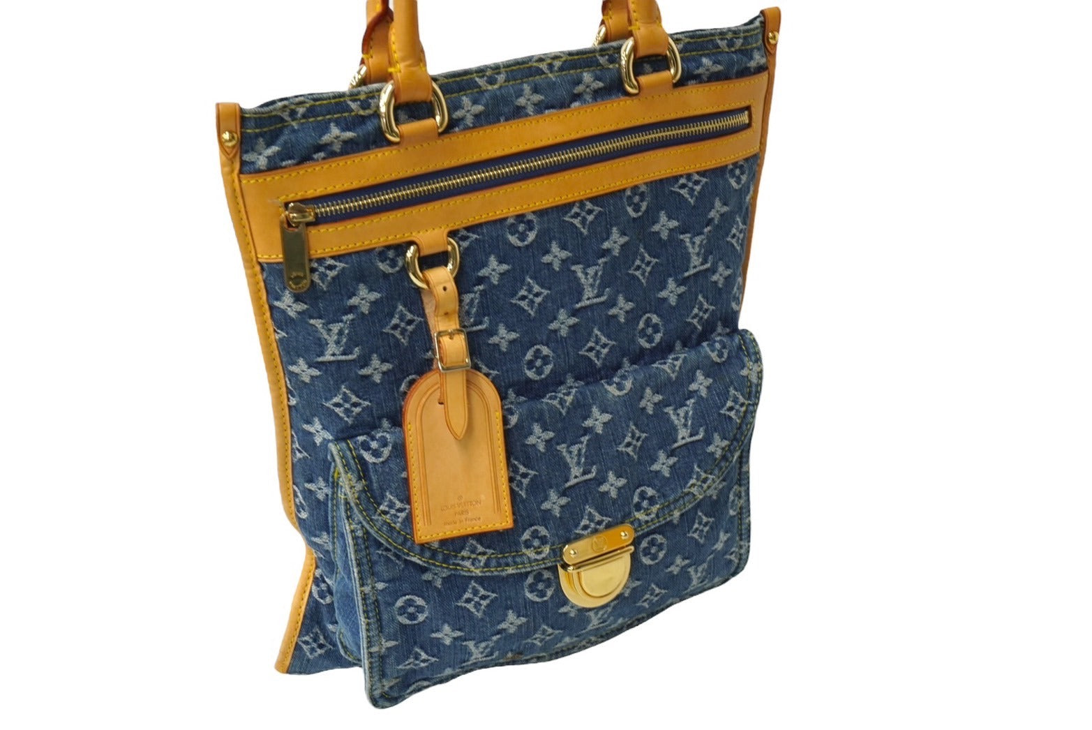 LOUIS VUITTON ルイヴィトン モノグラムデニム フラットショッパー トートバッグ M95018 ブルー ロゴ 鞄 廃番 良品 中古  64271 – Casanova Vintage