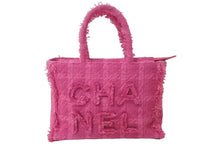 Load image into Gallery viewer, 極美品 CHANEL シャネル ツイード ロゴ ジップ ショッピング トートバッグ ピンク 29番台 ゴールド金具 鞄 手持ち 中古 64273