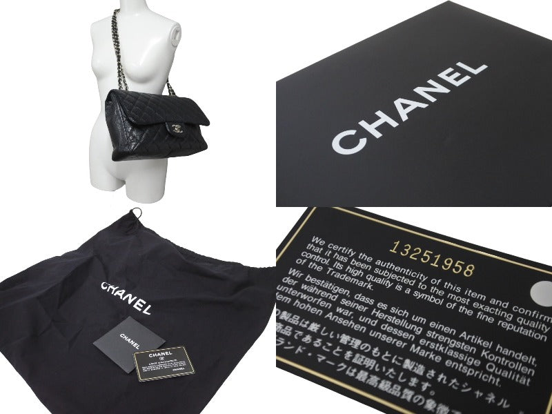 CHANEL シャネル チェーンショルダーバッグ マトラッセ 30CM シングルフラップ ブラックシルバー 13番台 中古 64274 –  Casanova Vintage