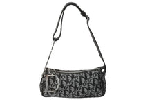Load image into Gallery viewer, Christian Dior クリスチャンディオール ワンショルダー ハンドバッグ トロッター 08-BO-0015 コットンキャンバス グレー 美品 中古 64280