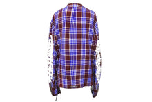 Load image into Gallery viewer, CHROME HEARTS クロムハーツ 長袖シャツ サイズS クロスパッチ フローラルクロス シルバー925 ワインレッド ブルー 美品 中古 64293