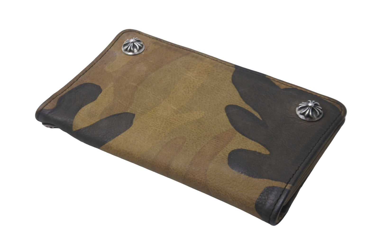 CHROME HEARTSクロムハーツ クロス ラウンドファスナー財布 カモフラ CHROME HEARTS クロムハーツ 二つ折り財布 1ジップ ウォレット クロス