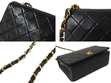 画像をギャラリービューアに読み込む, CHANEL シャネル ミニマトラッセ 19 チェーンショルダーバッグ 1番台 フルフラップ ラムスキン ブラック 美品 中古 64308