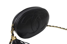 画像をギャラリービューアに読み込む, CHANEL シャネル チェーンショルダーバッグ ココマーク フリンジ 1番台 カーフスキン ブラック ゴールド金具 美品 中古 64309