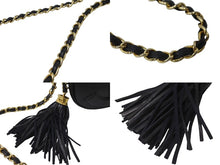 画像をギャラリービューアに読み込む, CHANEL シャネル チェーンショルダーバッグ ココマーク フリンジ 1番台 カーフスキン ブラック ゴールド金具 美品 中古 64309
