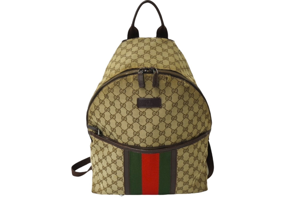 GUCCI グッチ リュック バックパック シェリーライン GGキャンバス 190278 ベージュ レザー シルバー金具 良品 中古 64328 –  Casanova Vintage