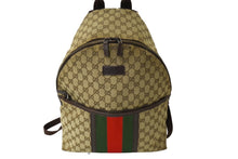 画像をギャラリービューアに読み込む, GUCCI グッチ リュック バックパック シェリーライン GGキャンバス 190278 ベージュ レザー シルバー金具 良品 中古 64328