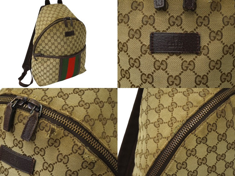 GUCCI グッチ リュック バックパック シェリーライン GGキャンバス 190278 ベージュ レザー シルバー金具 良品 中古 64328 –  Casanova Vintage