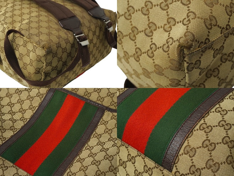 GUCCI グッチ リュック バックパック シェリーライン GGキャンバス 190278 ベージュ レザー シルバー金具 良品 中古 64328 –  Casanova Vintage