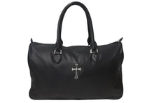 画像をギャラリービューアに読み込む, CHROME HEARTS クロムハーツ ラージクロス ボストンバッグ ダガーファスナー レザー ブラック シルバー金具 美品 中古 64342