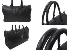 画像をギャラリービューアに読み込む, CHROME HEARTS クロムハーツ ラージクロス ボストンバッグ ダガーファスナー レザー ブラック シルバー金具 美品 中古 64342