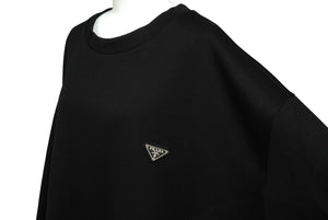 極美品 PRADA プラダ テクニカルコットンスウェットシャツ トライアングルロゴ UJL30A 11OQ ブラック サイズXXL 中古 64351