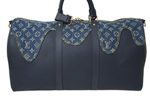 画像をギャラリービューアに読み込む, 極美品 LOUIS VUITTON ルイヴィトン NIGO キーポルバンドリエール50 ボストンバッグ M45975 デニム レザー ネイビー 中古64397