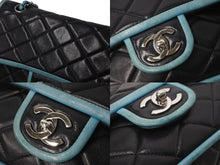 画像をギャラリービューアに読み込む, CHANEL シャネル マトラッセ25 ダブルフラップ チェーンショルダーバッグ 11番台 ラムスキン ブラック ブルー 良品 中古 64399