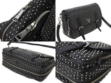 Load image into Gallery viewer, PRADA プラダ メッセンジャーバッグ ショルダーバッグ BT861S スタッズ ソフトカーフレザー シルバー金具 ブラック 美品 中古 64402