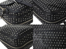 Load image into Gallery viewer, PRADA プラダ メッセンジャーバッグ ショルダーバッグ BT861S スタッズ ソフトカーフレザー シルバー金具 ブラック 美品 中古 64402