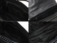 Load image into Gallery viewer, PRADA プラダ メッセンジャーバッグ ショルダーバッグ BT861S スタッズ ソフトカーフレザー シルバー金具 ブラック 美品 中古 64402