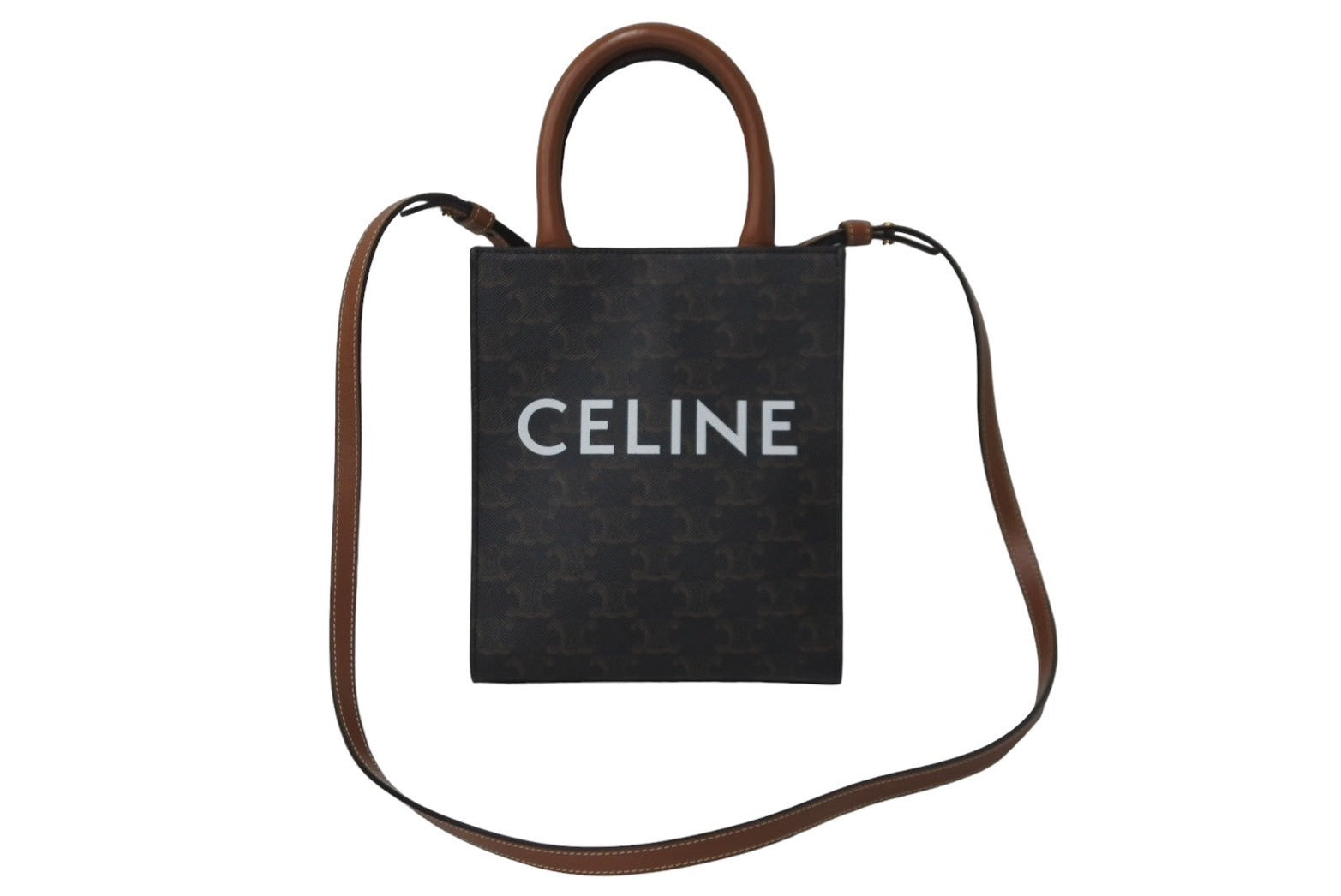 CELINE セリーヌ ショルダーバッグ ミニ バーティカル トリオンフ キャンバス ブラウン 194372BZK.04LU ロゴプリント 美品 中古  64414 – Casanova Vintage