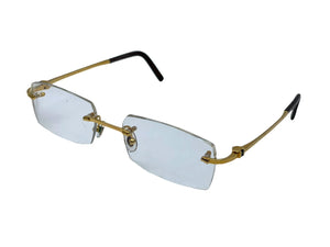 Cartier カルティエ リムレス スクエア 眼鏡フレーム メガネ 度入り フランス製 GP ゴールド ブラック ◻︎18 良品 中古 64429