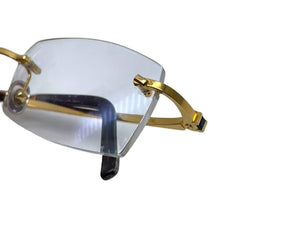 Cartier カルティエ リムレス スクエア 眼鏡フレーム メガネ 度入り フランス製 GP ゴールド ブラック ◻︎18 良品 中古 64429