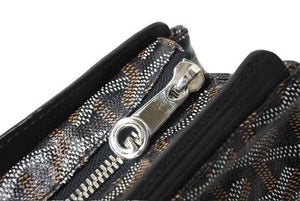 極美品 GOYARD ゴヤール ミロワールPM クラッチバッグ ポーチ PVC レザー ブラック ブラウン ホワイト シルバー金具 中古 64487