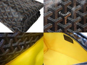 極美品 GOYARD ゴヤール ミロワールPM クラッチバッグ ポーチ PVC レザー ブラック ブラウン ホワイト シルバー金具 中古 64487