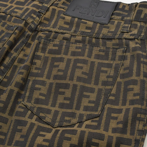 極美品 FENDI フェンディ ズッカ柄 FFモノグラム 総柄 パンツ 長ズボン ブラウン ブラック イタリア製 ヴィンテージ 中古 4a006453