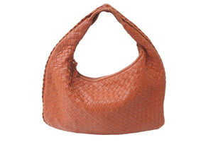 BOTTEGA VENETA ボッテガヴェネタ イントレチャート ホーボーバッグ ハンドバッグ レザー オレンジ ゴールド金具 良品 中古 64542