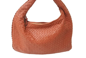 BOTTEGA VENETA ボッテガヴェネタ イントレチャート ホーボーバッグ ハンドバッグ レザー オレンジ ゴールド金具 良品 中古 64542