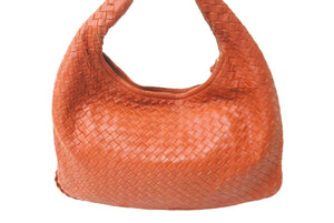 BOTTEGA VENETA ボッテガヴェネタ イントレチャート ホーボーバッグ ハンドバッグ レザー オレンジ ゴールド金具 良品 中古 64542